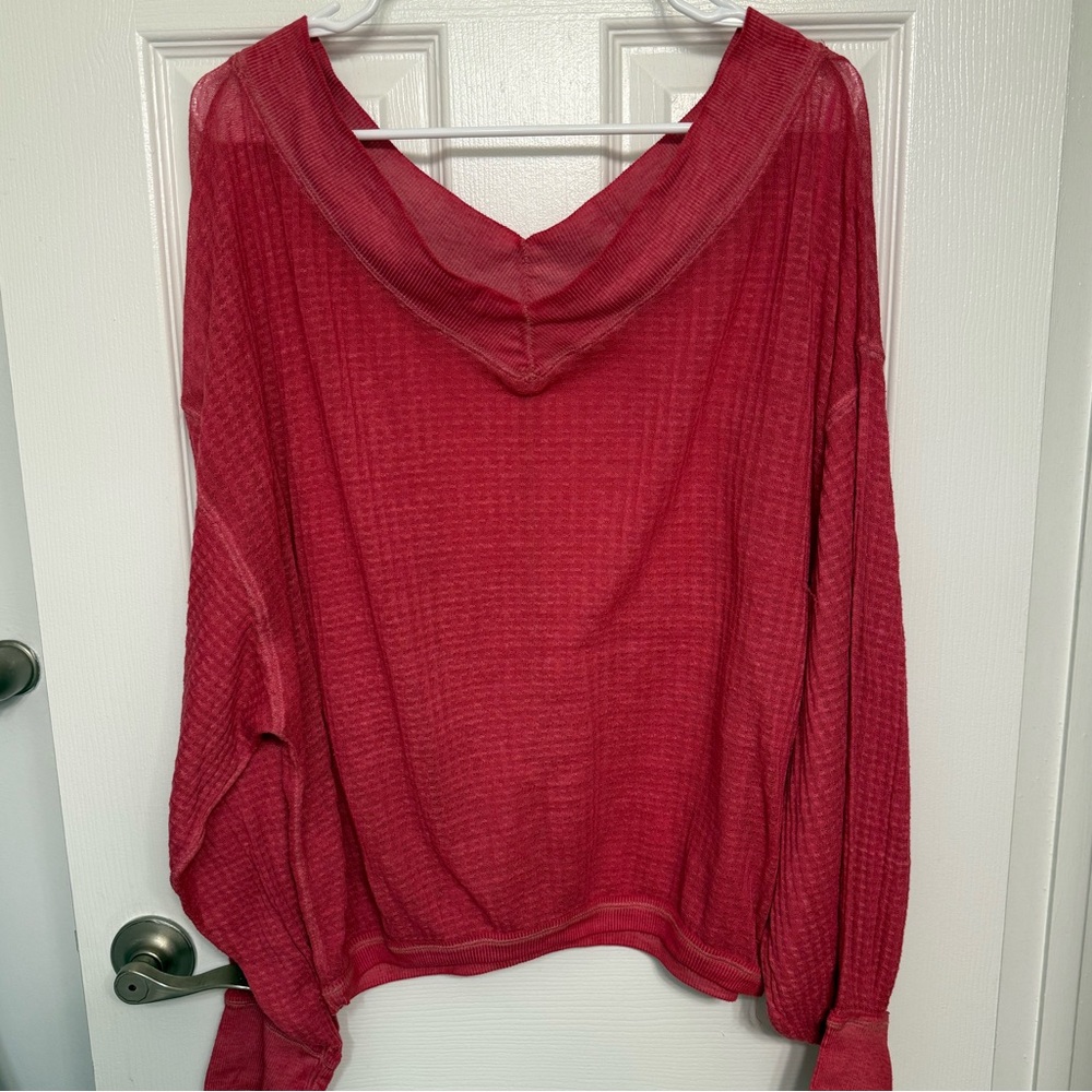 We The Free Southside Thermal Waffle Oversized Pullover size M